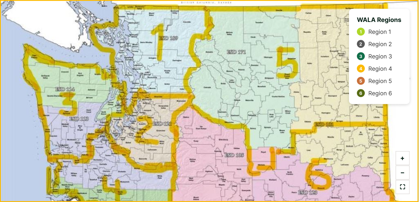 Washington State School Districts and ESDs map